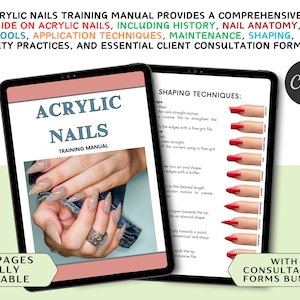 Acrylic E-Book Training Manual, Editable Nail Course for Nail Technicians, Acrylic Nails Manual, Nail Extensions, Gel Nails Course