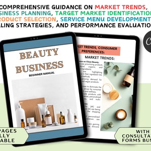 Beauty Business Beginners Manual Canva Editable Course Ebook Tutorial Trainer Educator Learn Guide Salon Management Aesthetician Training