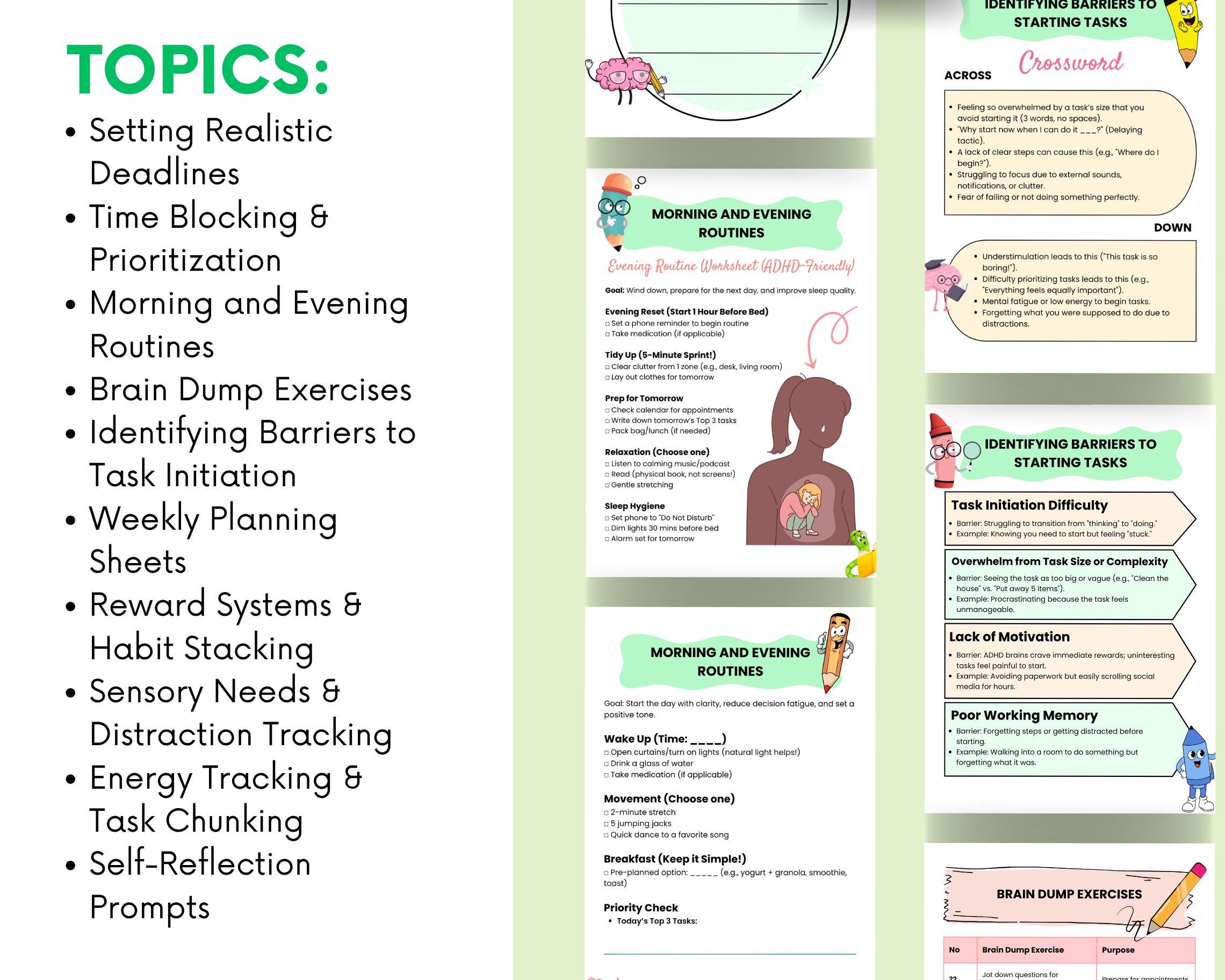 ADHD Executive Functioning Worksheets, Coping Skills Tool (digital ...