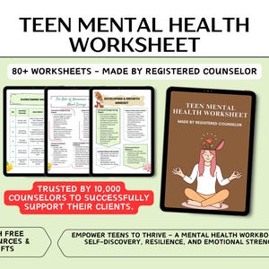 Teen Mental Health Workbook, social emotional learning, Anxiety Worksheet, teen therapy, Adolescent, self help, BPD, DBT, CBT, Coping skill