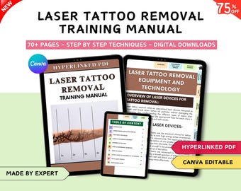 Trainingshandleiding voor laser tatoeageverwijdering: Kliniekcursus, Canva-bewerking (digitale download)