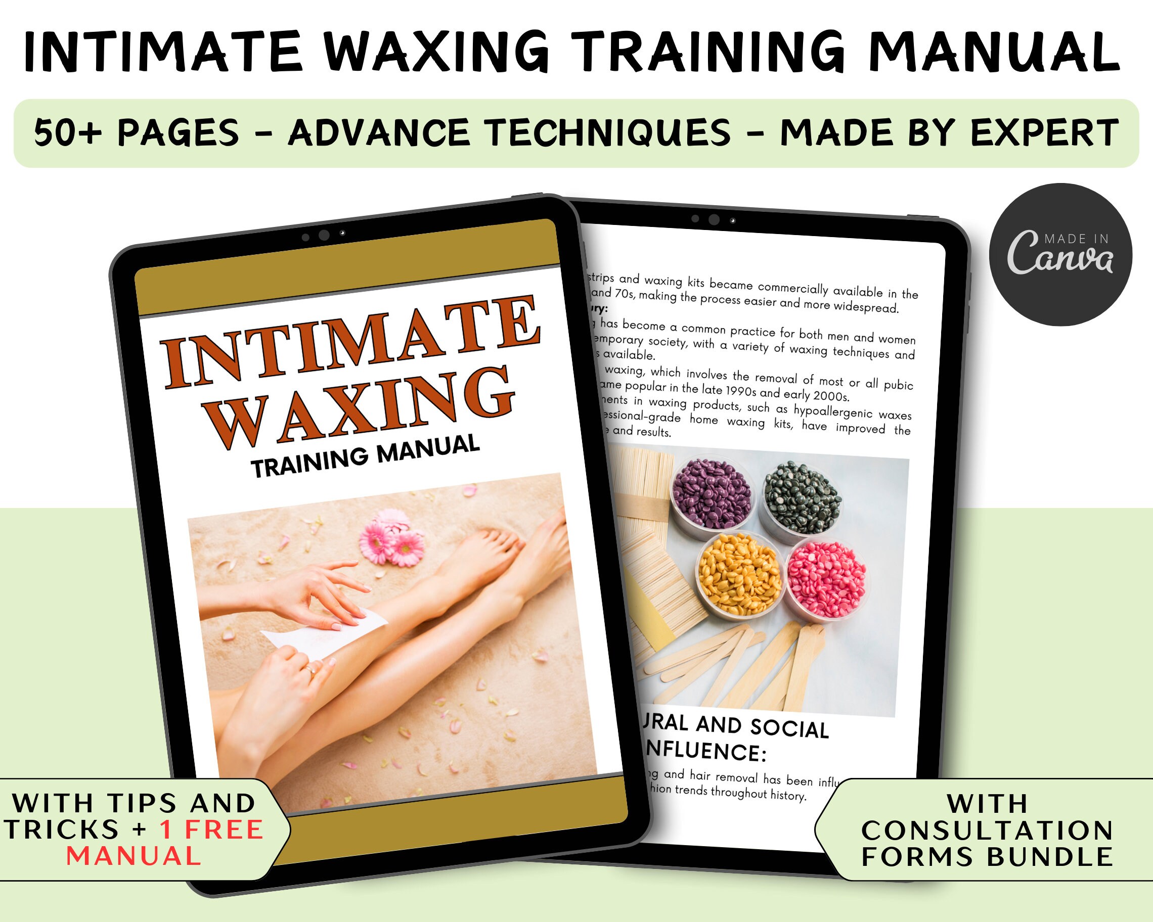 Editable Intimate Waxing Training Manual: Advanced Techniques (Digital Download)