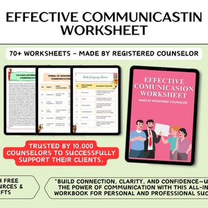 Effective Communication Workbook for Adults & Teens, Therapist Toolkit Counseling Resources for Active Listening Assertive Communication