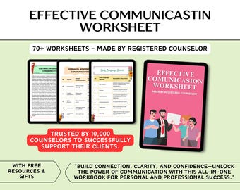 Effective Communication Workbook for Adults & Teens, Therapist Toolkit Counseling Resources for Active Listening Assertive Communication