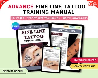 Fine Line Tattoo Training Manual: Linework & Aftercare Hyperlinked PDF + Editable