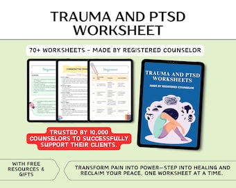 Trauma & PTSD Worksheets: CBT Therapy Exercises for Healing (Digital Download