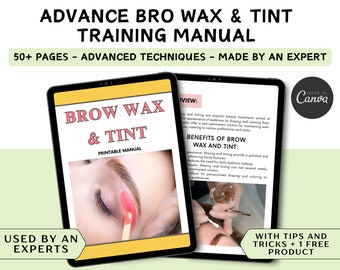 Brow Wax and Tint Training Manual: Editable Canva Template (PDF)