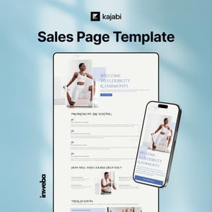 Modèle de page de vente de kajabi fitness – Lancement du programme de yoga, d'étirements et d'entraînement en ligne