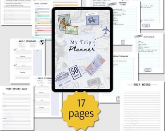 Digitaler Reiseplaner | Reiseplaner | Urlaubsplaner | Druckbarer Planer | 3 Größen A4 | DIN A5 | US Letter | PDF Digitaler Download