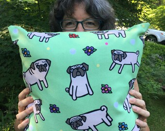 16x16 Throw Pillow with Pugs