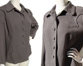 Vintage 50s Jacket Ladies Art Deco Gray Topper by Handmacher M L