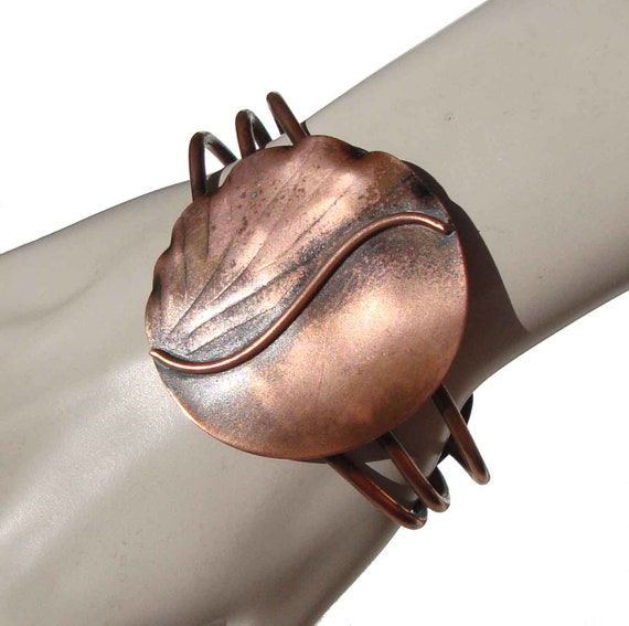 Vintage Modernist Copper Cuff Bracelet - Morley C… - image 1