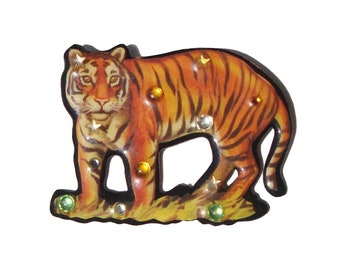 Vintage Tiger Brooch DftD Copper Decoupage – Designs from the Deep