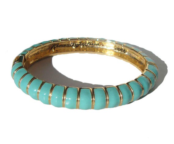 Vintage Kenneth Jay Lane Bracelet Turquoise Ename… - image 2