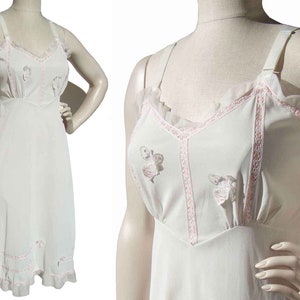 Vintage 60s Dress Slip White & Pink Lingerie S DSigner by Formula image 1