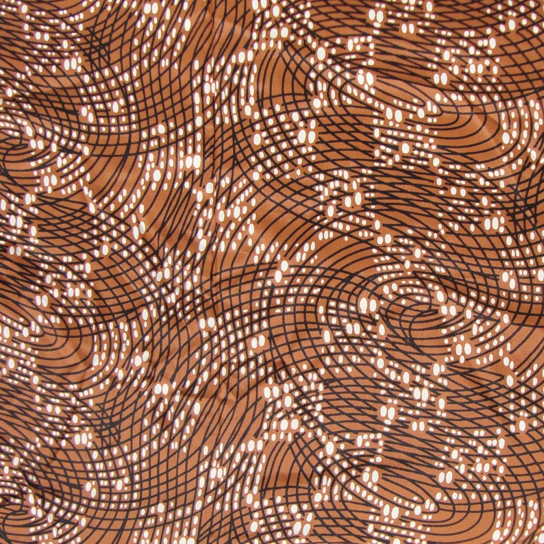 Vintage 40s Rayon Fabric Art Deco Brown & White 3 Yds image 2