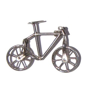 Vintage 60s Bike Brooch Moveable Sterling Silver Bicycle Pin image 2