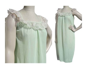 Vintage Mint Nightgown Berkliff Green Nylon Negligee Lingerie Sz 36 – New Old Stock