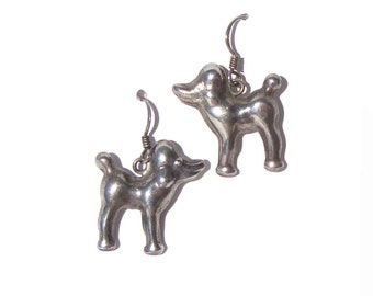 Vintage Sterling Silver Poodle Dog Earrings