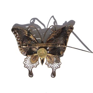 Vintage Chinese Export Silver Filigree & Enamel Butterfly Brooch image 2