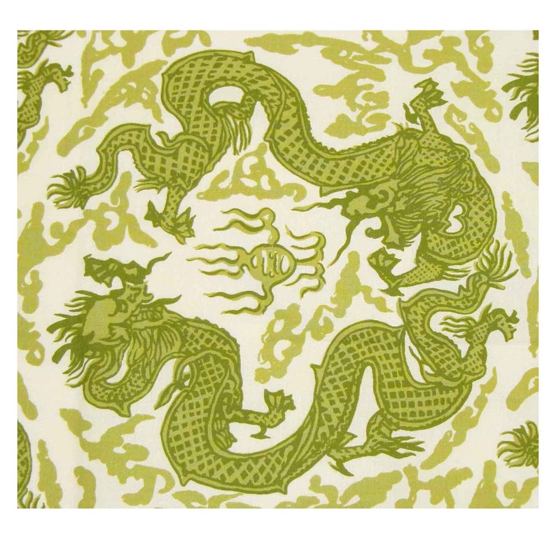 Vintage 60s Fabric Dragon with Pearl Greeff Fabrics 1 Yard Novelty Material