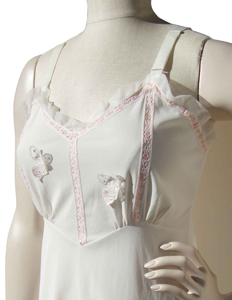 Vintage 60s Dress Slip White & Pink Lingerie S DSigner by Formula image 3