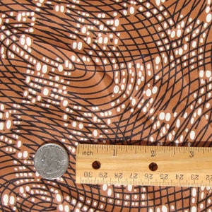 Vintage 40s Rayon Fabric Art Deco Brown & White 3 Yds image 3