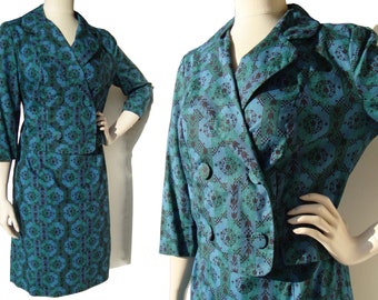 Vintage 60s Suit Womens Modernist Bolero Jacket & Skirt M / L