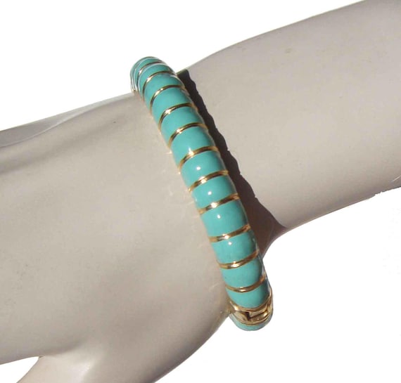 Vintage Kenneth Jay Lane Bracelet Turquoise Ename… - image 1