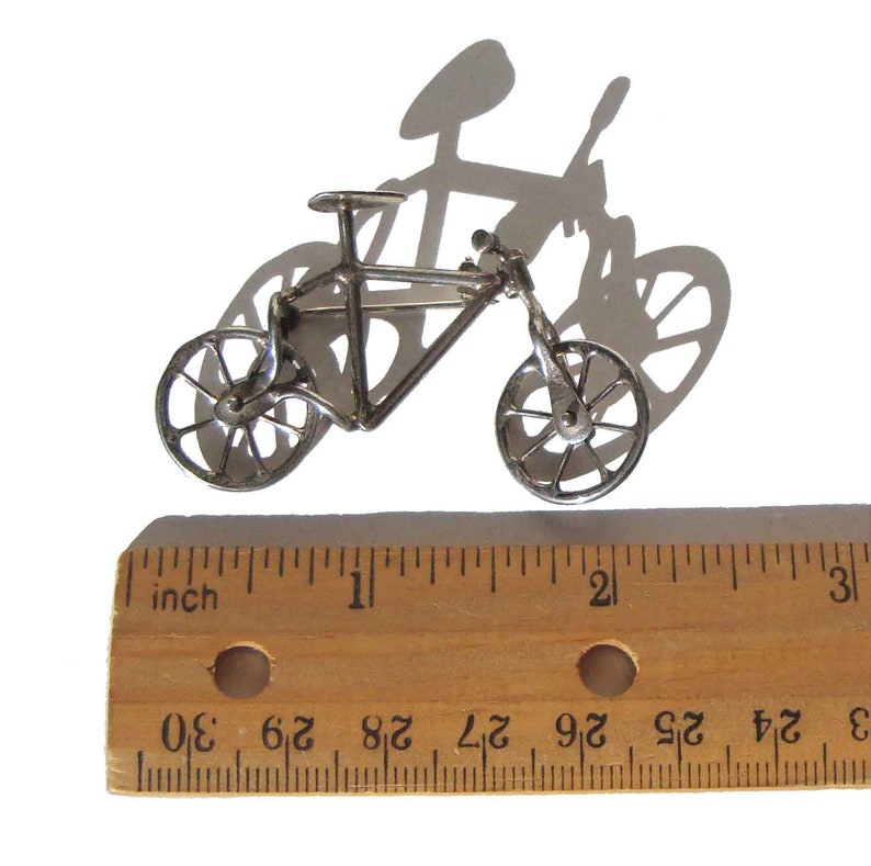 Vintage 60s Bike Brooch Moveable Sterling Silver Bicycle Pin image 3