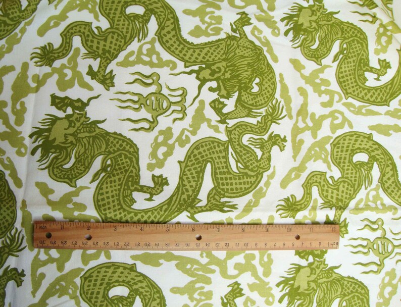 Vintage 60s Fabric Dragon with Pearl Greeff Fabrics 1 Yard Novelty Material