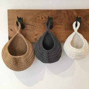 Woven Cotton Hanging Wall Basket | Handmade Boho Storage Basket | Rustic Natural Home Decor | Kitchen, Pantry, Toy, Plant Laundry Organizer