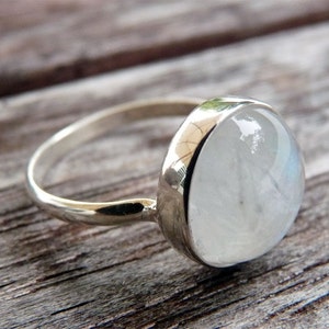 Rainbow Moonstone Bezel Set Ring Argentium Sterling Silver and Matching ...