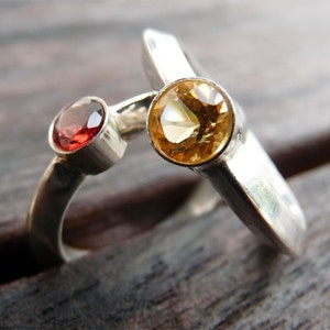Yellow Citrine and Sterling Silver Ring for SOLITARIE or Stacking
