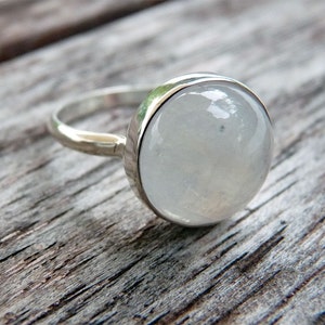 Rainbow Moonstone Bezel Set Ring Argentium Sterling Silver and matching set ring image 2