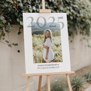 Printable Graduation Party Sign for Class of 2025, Editable Graduation Party Welcome Sign with Photo, Canva Grad Welcome Board Party Decor