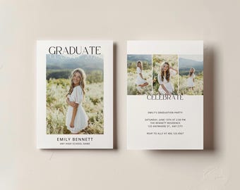 Editable Graduation Announcement Template with Photo, High Scool Graduation Announcement 2026 Card, Canva Digital Grad Party Invitation
