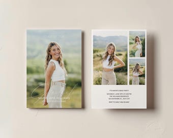 2026 Graduation Invitation Template with Photo, High School Senior Grad Party Invitation, Minimal Modern Graduation Announcement Canva Card