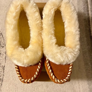 Vintage leather moccasin slippers