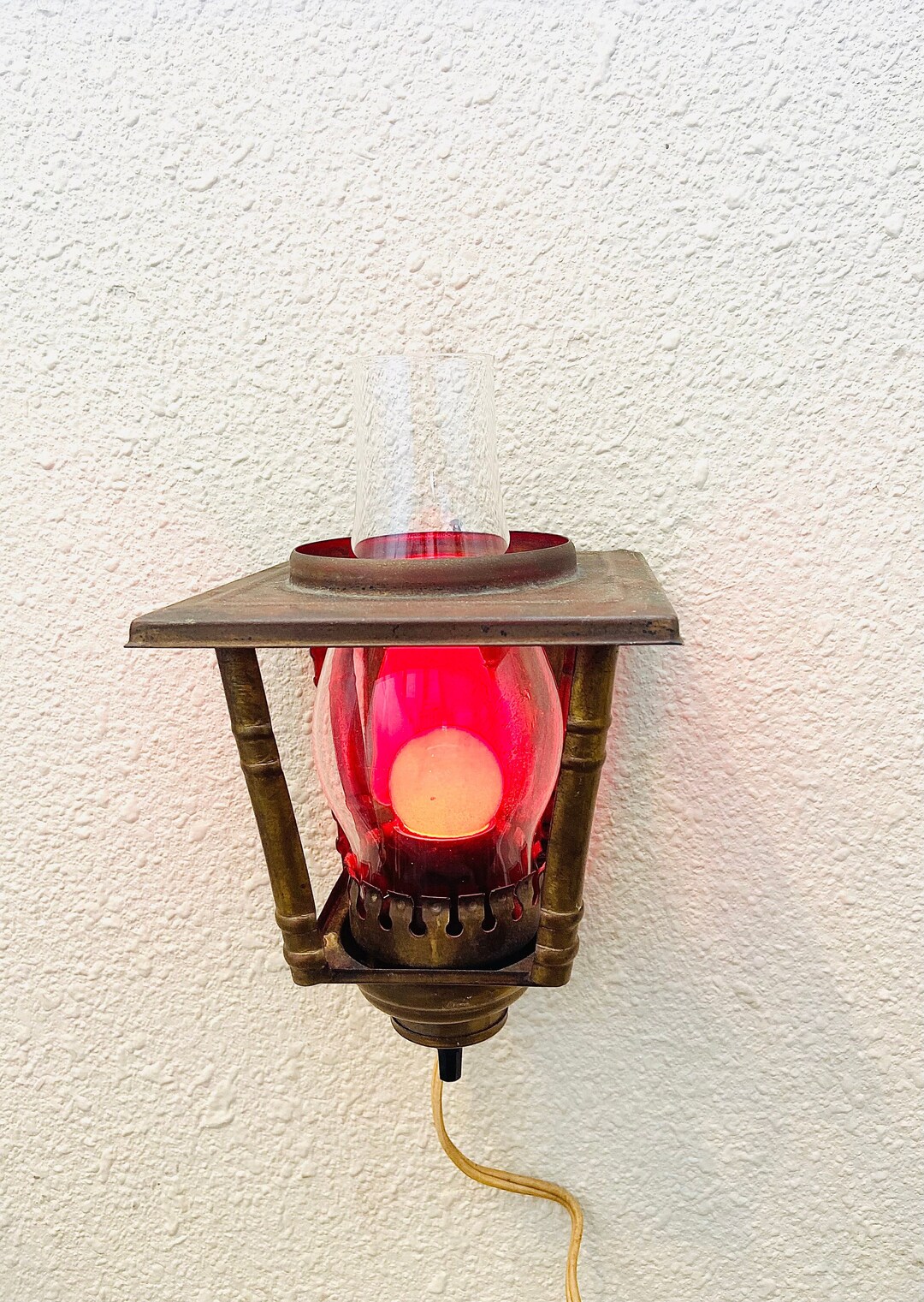 Vintage Mid Century Lantern Style Wall Sconce Etsy