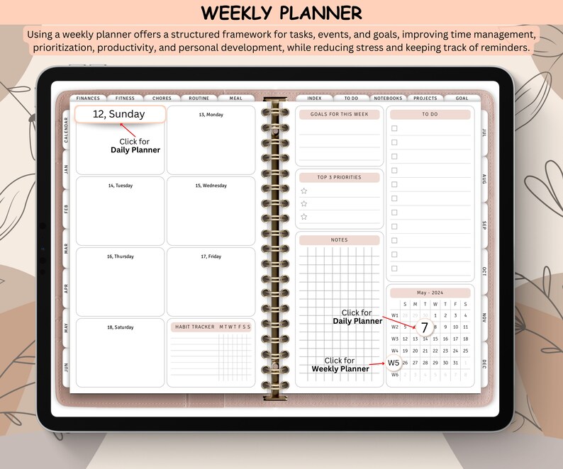 All-in-one Digital Planner 2024, 2025, Digital Planner, Weekly, Daily ...