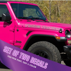 30&quot; x 3.5&quot; Pair of Custom Single Color Hood Vinyl Decals High-Quality Vinyl Decals Stickers - Weatherproof Personalized - Text Only Decal