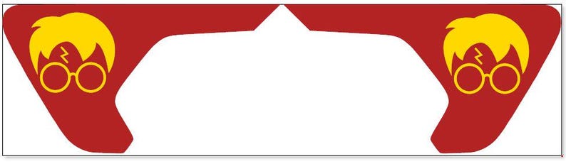 May include: Two red and yellow Harry Potter themed iron-on patches. Each patch features a yellow silhouette of Harry Potter with a lightning bolt scar on his forehead and round glasses.