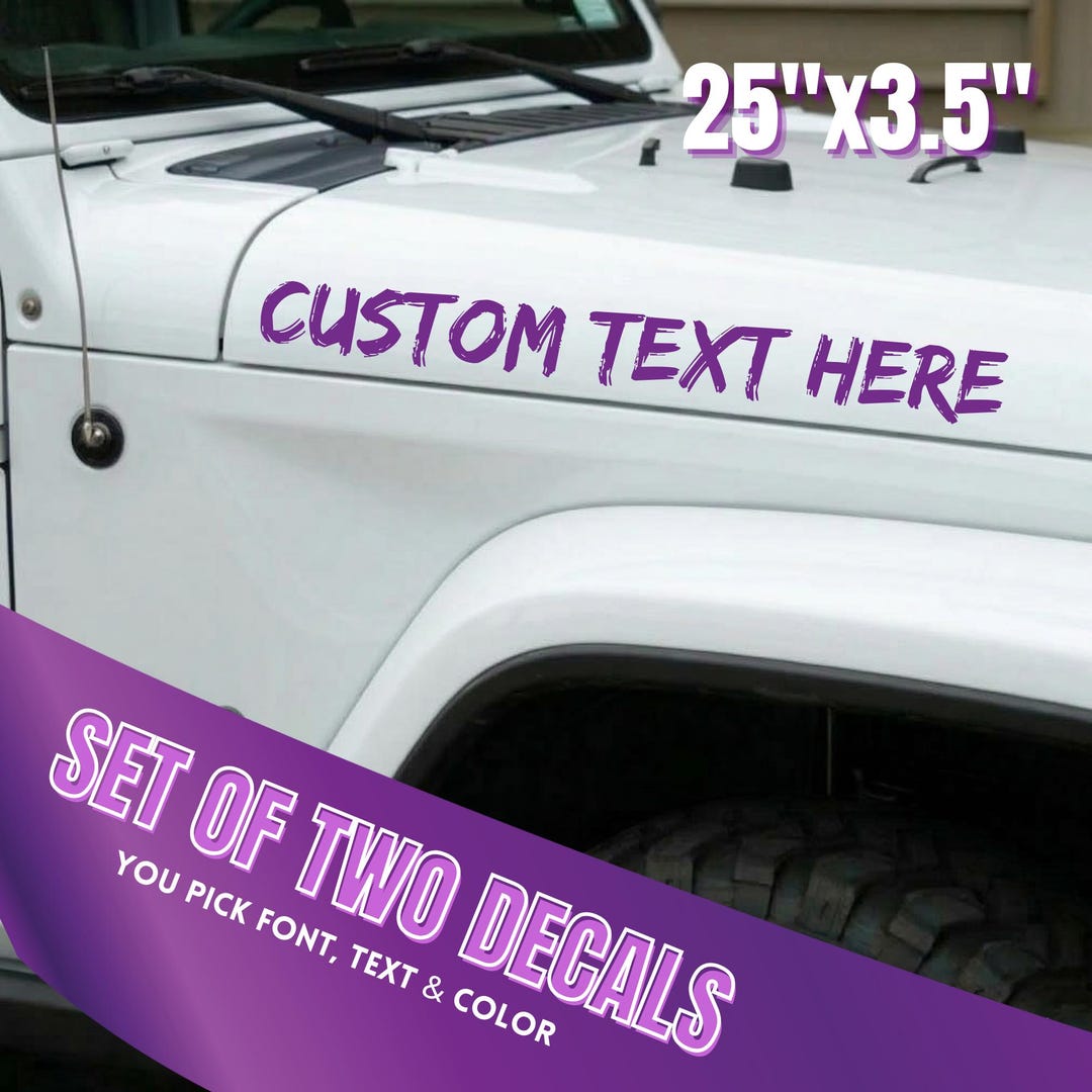 Custom Hood Lettering Custom Hood Decals – Personalized Vinyl Lettering Set - Text Only One ...