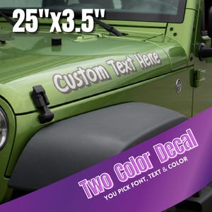 Custom Two-Color Vinyl Hood Decals – 25" x 3.5" - Personalized Vehicle Graphics (Set of 2)