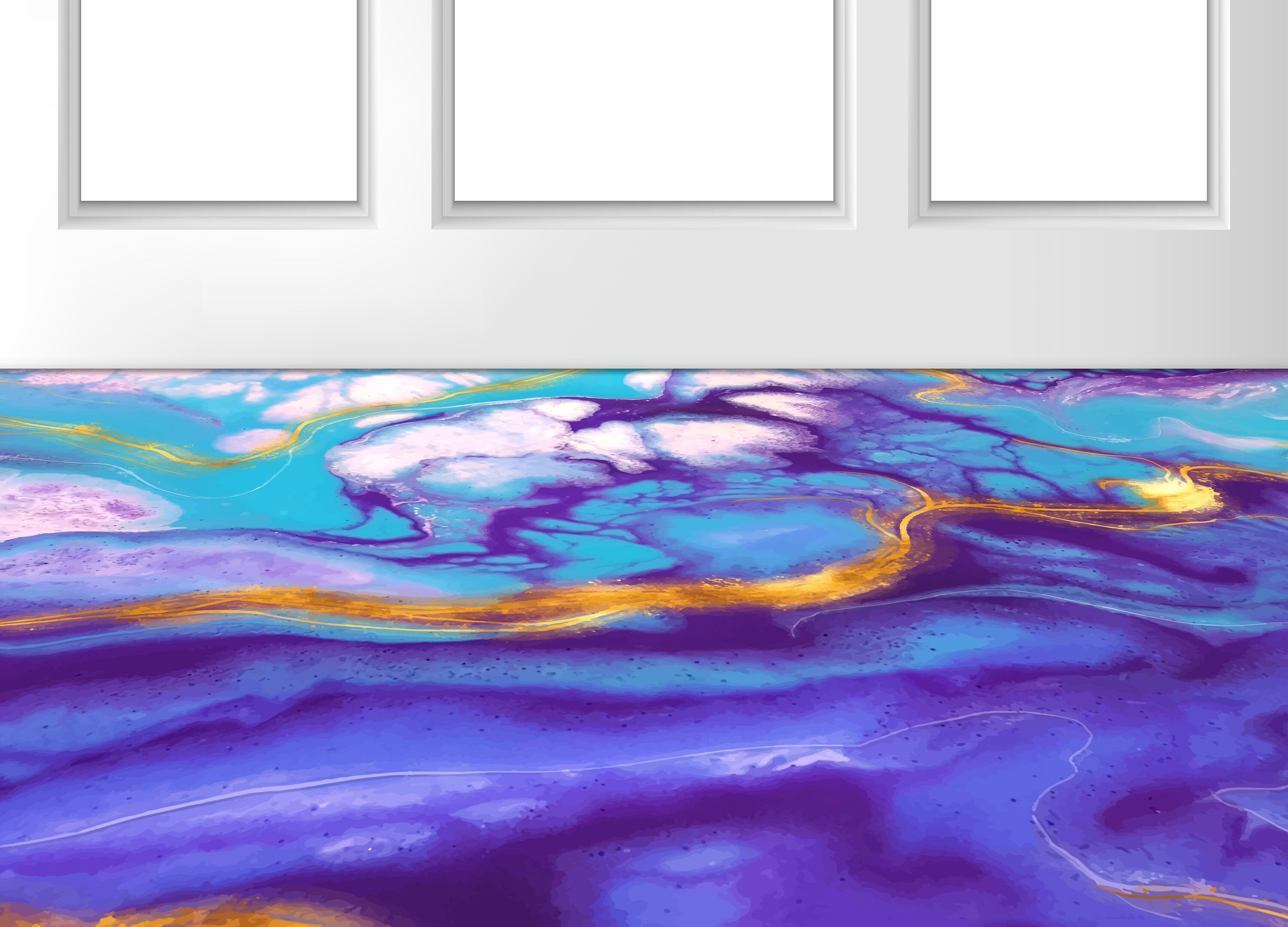 Purple Flooring, Abstract Wallpaper, Living Room Wall Art, Gold