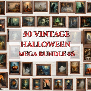 50+ Halloween Herbst Mega Bundle, Dark Academia Halloween Prints Collection, Vintage digitale Wandkunst Halloween Dekor, Sofort Download JPG
