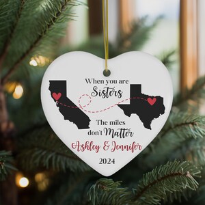 Ornement d'interurbain, Ornement personnalisé, Ornement en céramique, Décoration de Noël en famille, Cadeau personnalisé pour les États-Unis, Cadeaux pour soeur, Cadeaux pour cousine