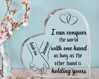 Personalisiertes Geschenk für Ehemann Frau, Herz-Acrylplakette, graviertes Gedicht-Acrylständer, Jahrestagsgeschenk, Valentinstagsgeschenk für Ihn Sie