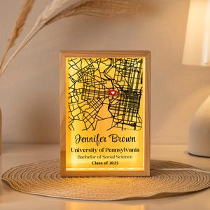 Veilleuse en acrylique avec carte de l'obtention du diplôme de collage personnalisé, cadeaux de diplômé pour lui, cadeau de remise de diplôme fille, cadeau doctorat de remise des diplômes maître